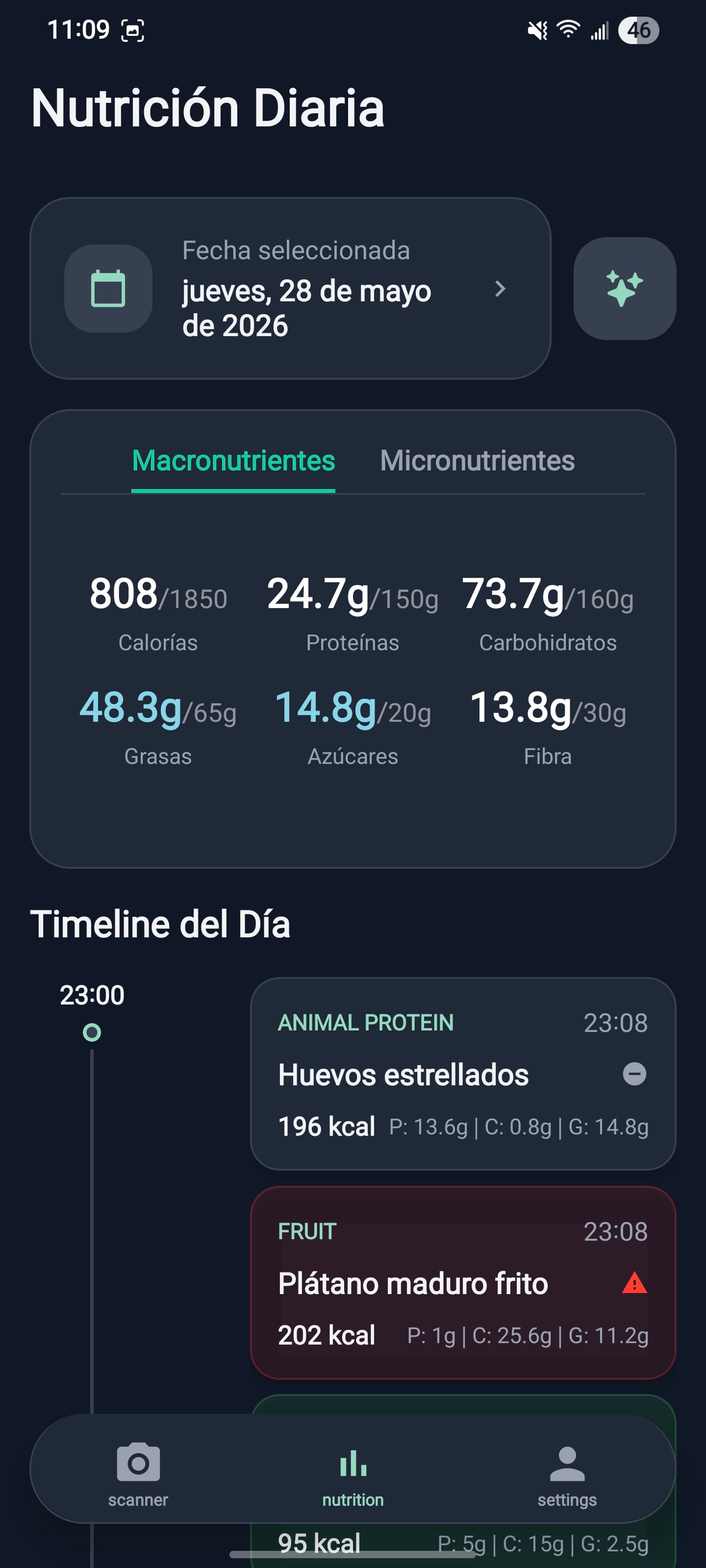 Nutri Scan Timeline View